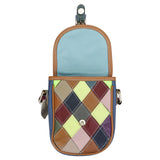 Royal Bagger Mini Crossbody Bags, Genuine Leatherr Mobile Phone Bag, Color Stitching Knitting Shoulder Purse for Women 1781