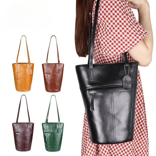 Royal Bagger Simple Shoulder Underarm Bags, Genuine Leather Versatile Casual Bucket Bag, Commuting Women's Handbag 1694