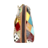 Royal Bagger Genuine Leather Crossbody Bags, Colorful Stitching Plaid Satchel Purse, Luxury Shoulder Bag for Women 1767