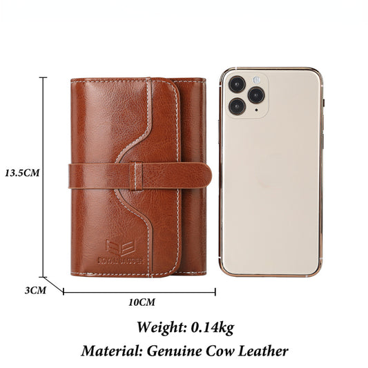 Royal Bagger RFID Block Short Wallets for Women Classic Smooth Genuine Cow Leather Female Purse Card Holder Elegant Lady Wallet