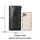 Royal Bagger Long Wallet Purse for Men Genuine Cow Leather RFID Blocking Wallets Card Holder Phone Pocket Purses Businees Retro