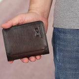Royal Bagger Short Wallet for Men RFID Blocking Genuine Cow Leather Male Card Holder Retro Slim Purse Man Business Wallets Cool