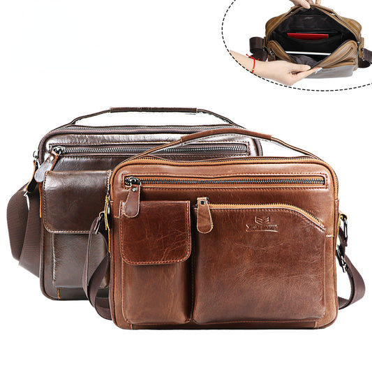 Royal Bagger Laptop Briefcases for Men Genuine Cow Leather Shoulder Crossbody Bags Vintage Casual Messenger Bag 1519