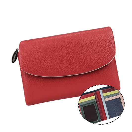 Royal Bagger Trendy Trifold Short Wallet for Women Genuine Cow Leather Credit Card Holder Casual Coin Purse 1502