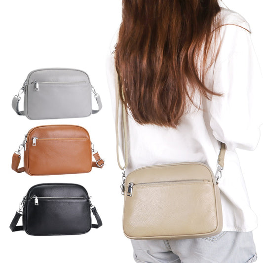 Royal Bagger Casual Shoulder Crossbody Bags, Genuine Leather Satchel Purse, Three Zipper Small Square Bag for Women 1807
