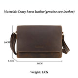 Royal Bagger Men's Shoulder Bag Vintage Genuine Cowhide Retro Stylish Casual Male Crossbody Messenger Bags Crazy Horse Leather