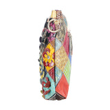 Royal Bagger Floral Crossbody Bags, Colorblock Stitching Plaid Shoulder Bag, Genuine Leather Satchel Purse for Women 1778