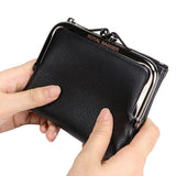 Royal Bagger Kiss Lock Short Wallets for Women Genuine Cow Leather Large Capacity Card Holder Fashion Casual Coin Purse 1482