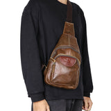 Royal Bagger Retro Business Chest Bags for Men, Genuine Leather Crossbody Bag, Vintage Commuter Shoulder Purse 1631