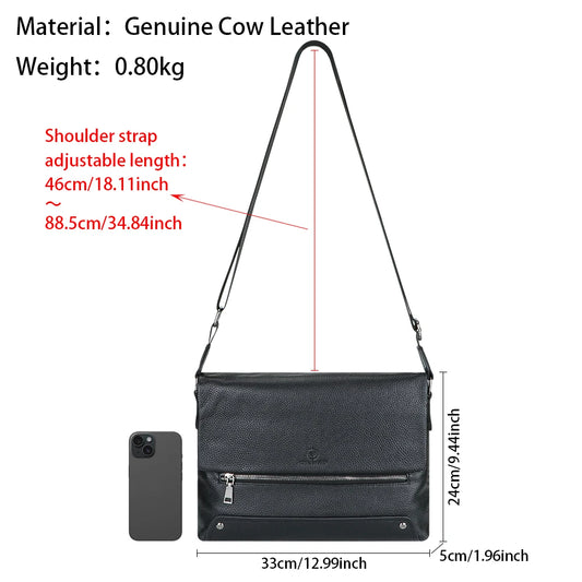 Royal Bagger Vintage Leather Crossbody Bag, Casual Business Messenger Satchel, Adjustable Shoulder Strap for Daily Commute 1751