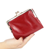 Royal Bagger Short Wallets for Women Genuine Cow Leather Retro Card Holder Zipper Coin Purses Bifold Wallet with Kiss Lock 1568