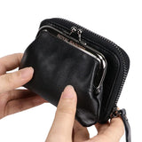 Royal Bagger Retro Genuine Cow Leather Coin Purse for Women Zipper Closure Credit Card Holder Mini Clutch Wallet Money Clip 1481