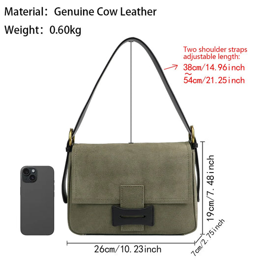 Royal Bagger Shoulder Crossbody Bags for Women Genuine Cow Leather Retro Commuter Messenger Bag Underarm Small Square Bag 1511