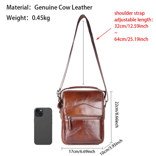 Royal Bagger Shoulder Crossbody Bags for Men Genuine Cow Leather Vintage Casual Sling Bag Commuter Handbag 1553