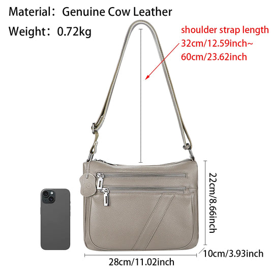 Royal Bagger Women's Genuine Leather Shoulder Bags, Casual Versatile Crossbody Bag, Large Capacity, Adjustable Strap 1748