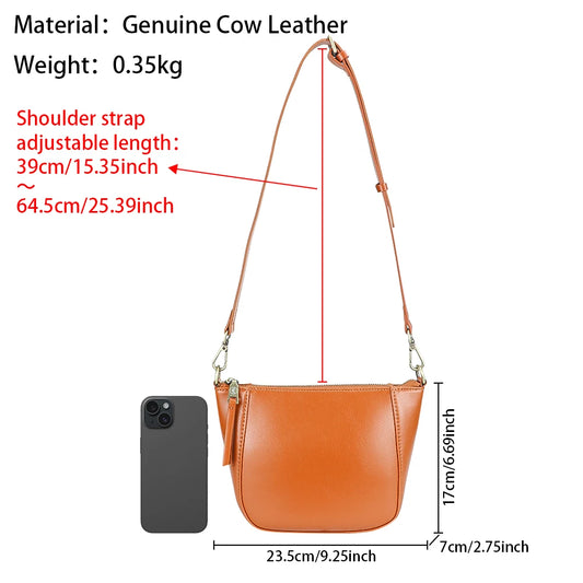 Royal Bagger Shoulder Bags for Women, Genuine Cow Leather Crossbody Bag, Trendy Retro Square Phone Purse 1660