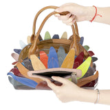 Royal Bagger Genuine Leather Top-Handle Bags, Fashion Colorful Splicing Shoulder Crossbody Bag, Luxury Handbag for Women 1773