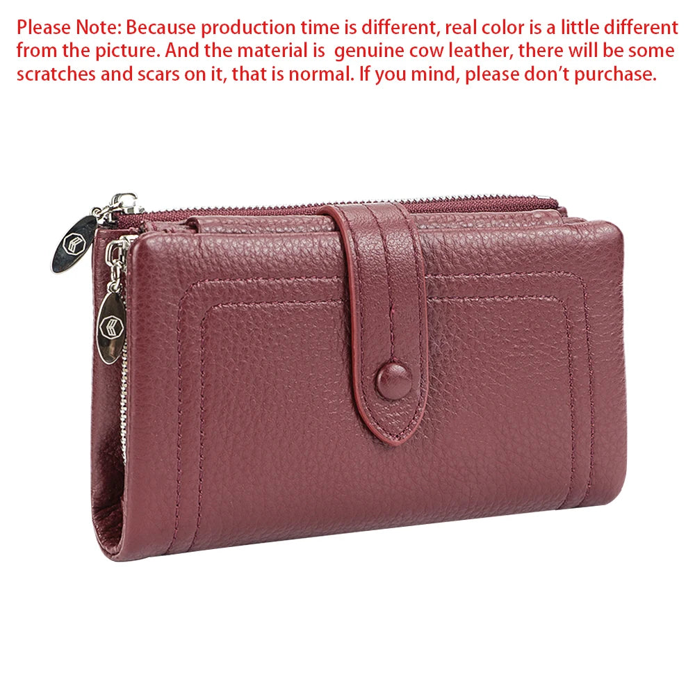 Royal Bagger Long Trifold Wallets for Women Genuine Cow Leather Large Capacity Clutch Wallet Fashion Coin Purse Card Holder 1562