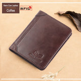Royal Bagger RFID Blocking Wallets for Men Genuine Cow Leather Male Trifold Short Wallet Purse Large Capacity Card Holder Fashion Retro