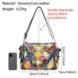 Royal Bagger Floral Crossbody Bags, Large Capacity Color Stitching Plaid Handbag, Genuine Leather Satchel Purse for Women 1793