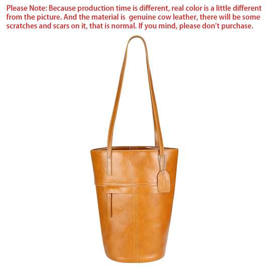 Royal Bagger Simple Shoulder Underarm Bags, Genuine Leather Versatile Casual Bucket Bag, Commuting Women's Handbag 1694