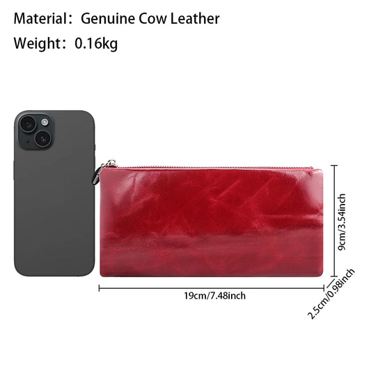 Royal Bagger Long Wallets for Women Genuine Cow Leather Large Capacity Card Holder Fashion Vintage Coin Purse Clutch Wallet 1559