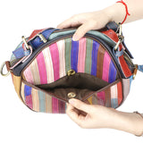 Royal Bagger Fashion Shoulder Crossbody Bag, Sheepskin Leather Color Stitching Satchel Purse, Casual Handbag for Women 1786