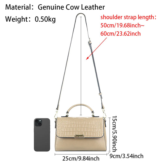 Royal Bagger Genuine Leather Handbag, Luxury Solid Color Crossbody Bag, Fashion Crossbody Purse for Women 1733