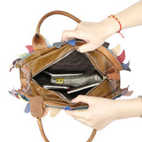 Royal Bagger Genuine Leather Top-Handle Bags, Fashion Colorful Splicing Shoulder Crossbody Bag, Luxury Handbag for Women 1773