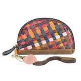 Royal Bagger Colorful Knitting Clutch Wallet, Fashionable Genuine Leather Coin Purse, Portable Wristlet Handbag 1777