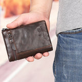 Royal Bagger RFID Blocking Short Wallets for Men Real Genuine Cow Leather Card Holder Zipper Purse Vintage Fashion Man Wallet