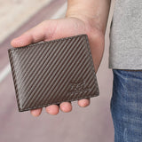 Royal Bagger Genuine Cow Leather Men Short Wallet Carbon Fiber Pattern RFID Block Cowhide Wallets Business Card Holder Purse