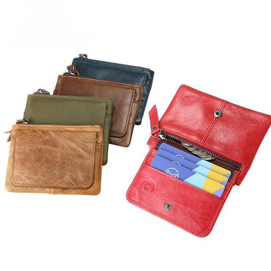 Royal Bagger Retro Unisex Short Wallets, Leather Credit Card Holder, Perfect Solid Color Flap Coin Purse for Daily Use 1686