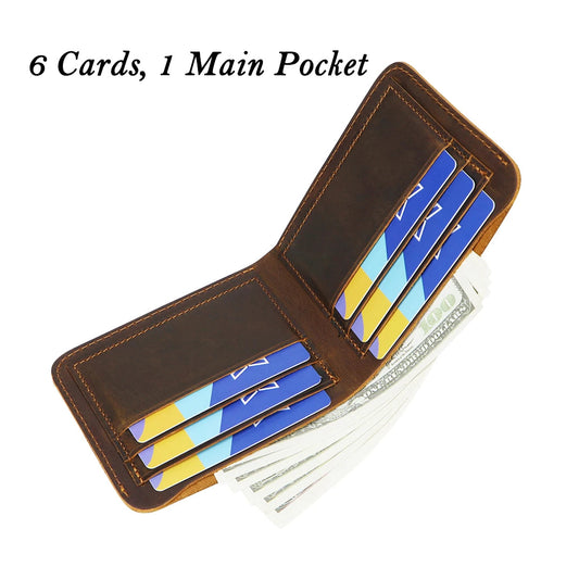 Royal Bagger Vintage Short Wallets for Men Genuine Cowhide Crazy Horse Leather Card Holder Simple Thin Bifold Wallet Purse 1446