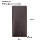 Royal Bagger Long Wallets for Men Crazy Horse Leather Slim Card Holder Genuine Cowhide Simple Phone Purse Vintage Clutches 1447